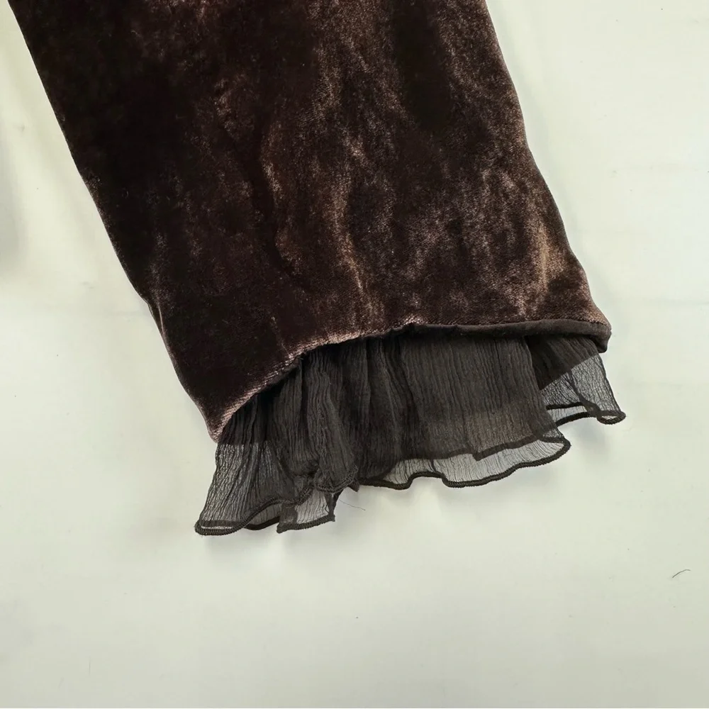 Brown velvet ruched ruffles blazer whimsigoth peplum Operacore Vamp Romantic Med - Picture 7 of 9